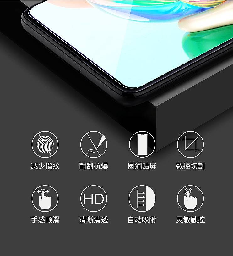 适用于IQOO9钢化膜T1非全屏手机NEO5SE玻璃膜vivoZ1X半包屏小膜Z5 - 图2