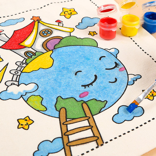 环保袋diy帆布袋幼儿园儿童绘画手提袋涂色手工学生制作布袋子 - 图1
