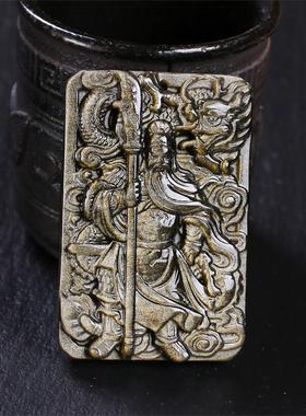 金曜石关二爷吊坠天然冰种黑曜石龙年关羽财神关公士项链