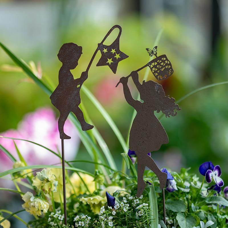 复古铁艺花插扑蝴蝶女孩男孩剪影庭院花园装饰丘比特之箭,淘宝优惠券,粉丝福利购,淘宝优惠卷