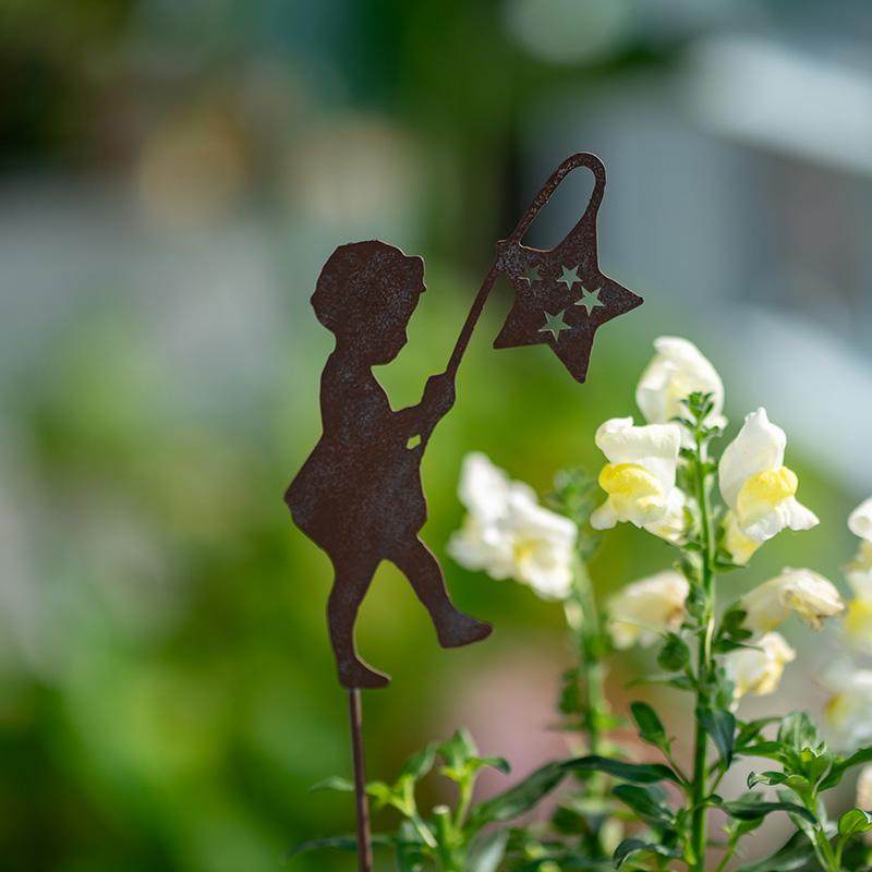 复古铁艺花插扑蝴蝶女孩男孩剪影庭院花园装饰丘比特之箭,淘宝优惠券,粉丝福利购,淘宝优惠卷