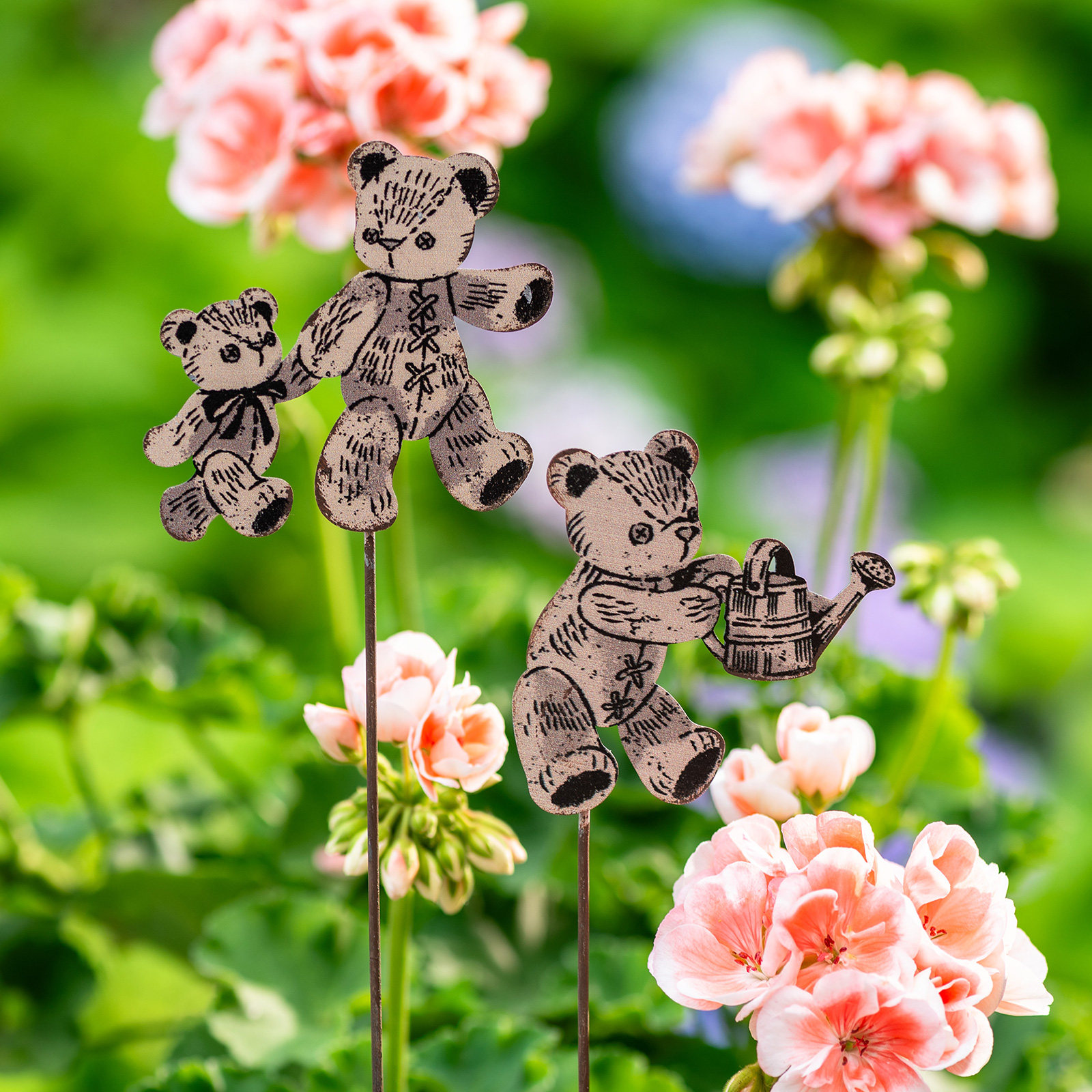 铁艺复古小熊插牌花园杂货园艺装饰花插户外庭院阳台花园花盆装饰,淘宝优惠券,粉丝福利购,淘宝优惠卷