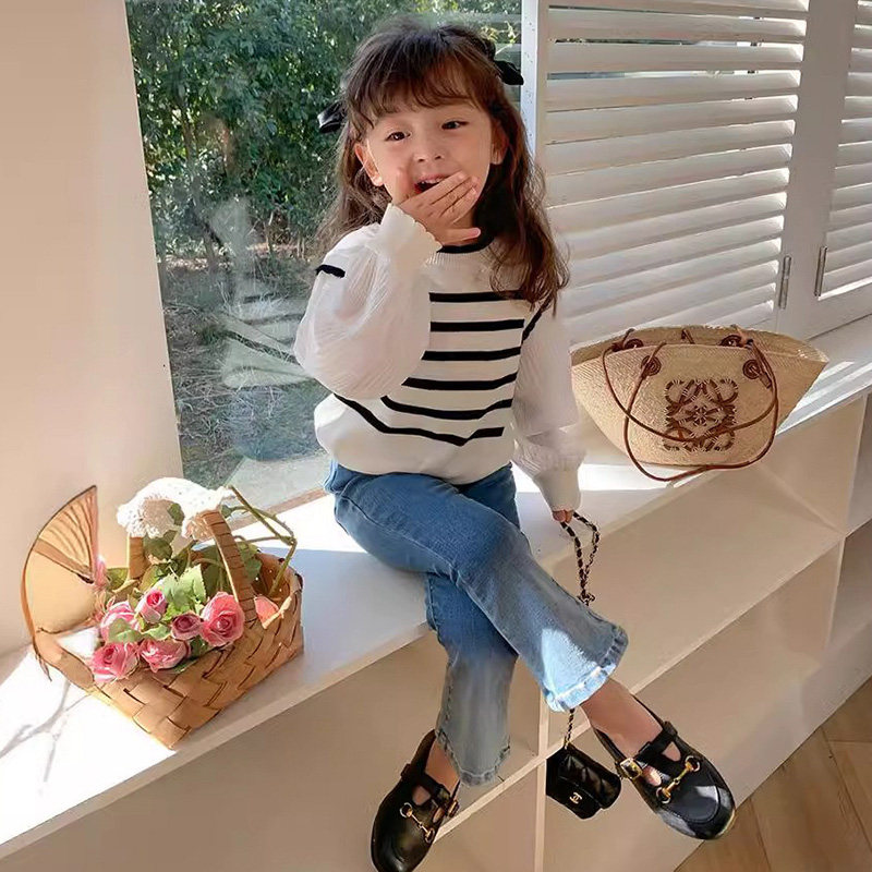 女童针织衫秋装新款儿童毛衣假两件马甲背心女孩春秋条纹洋气上衣,淘宝优惠券,粉丝福利购,淘宝优惠卷