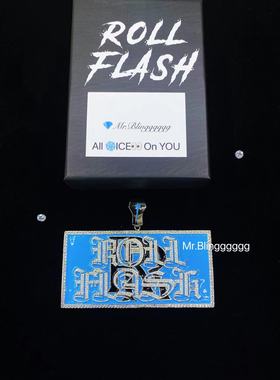 Mr.Blingggggg欧美嘻哈珠宝 罗言私人定制珐琅镶钻roll flash吊牌
