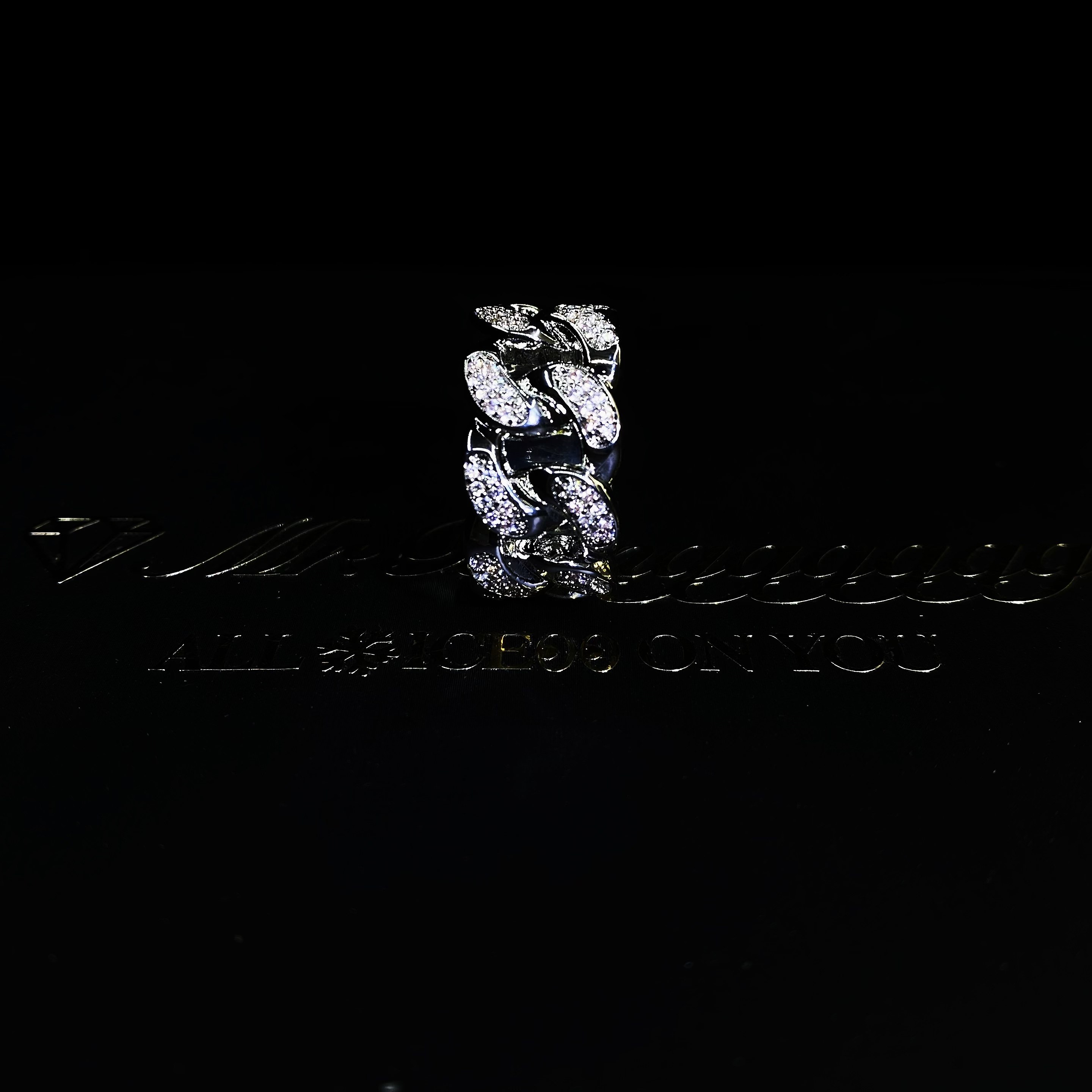Mr.Blingggggg European and American hip-hop jewelry, fashionable diamond-filled rap street style trendy Cuban chain ring