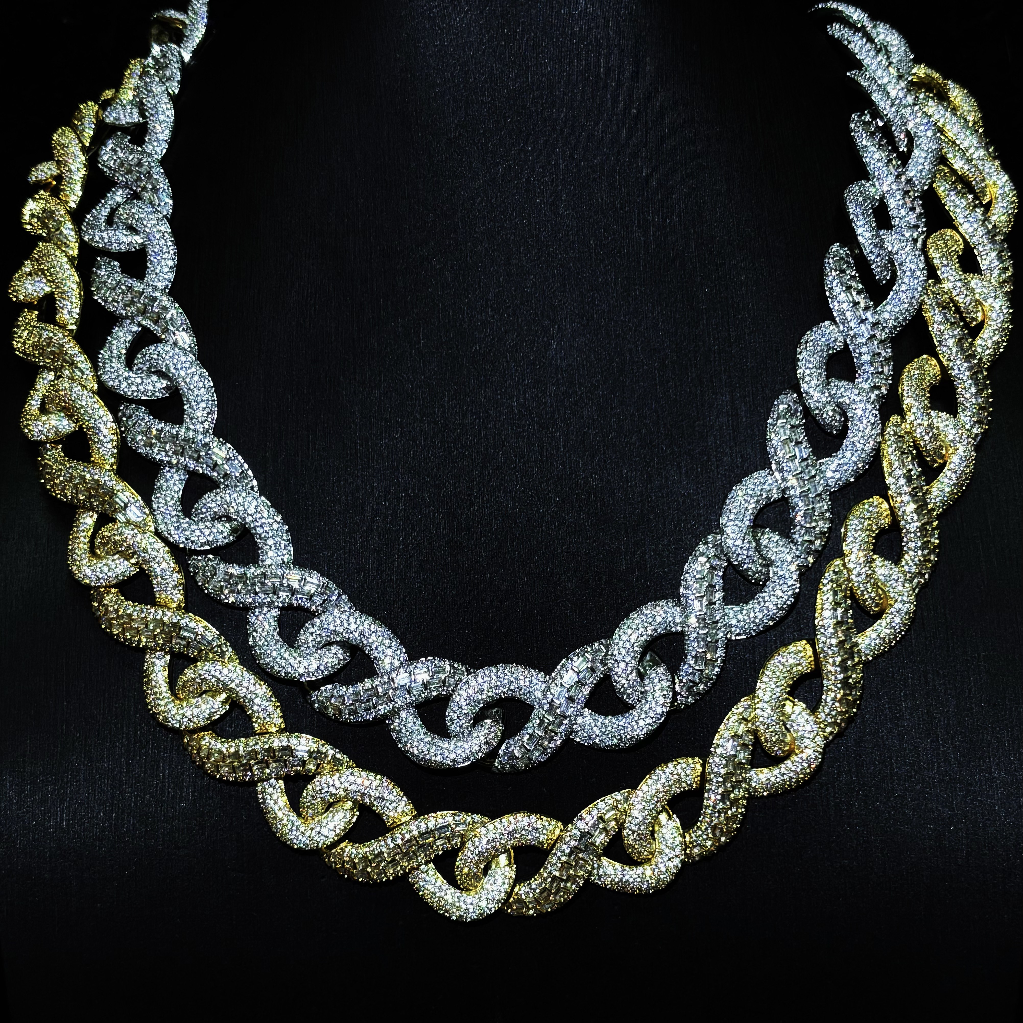 Mr.Blingggggg European and American hip-hop jewelry 16mm full diamond Möbius ring mixed inlaid Cuban chain