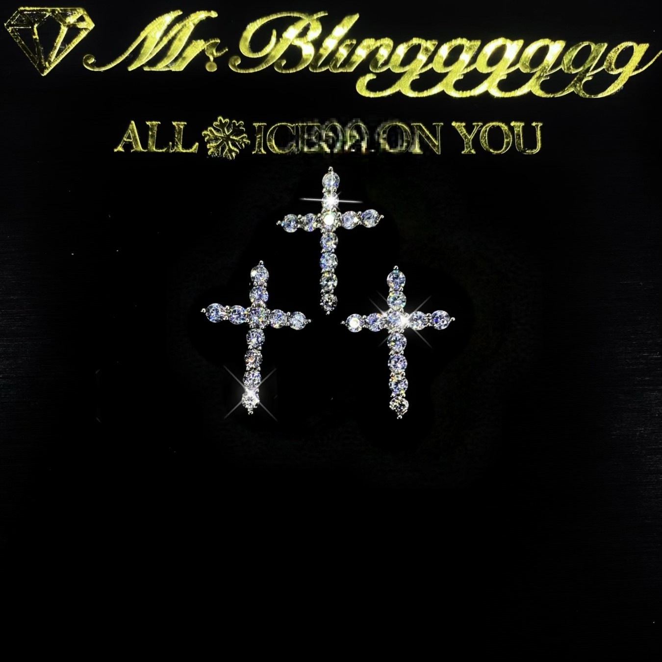 Mr.Blingggggg European and American hip-hop jewelry Ma Siwei's same S925 sterling silver full diamond small cross pendant