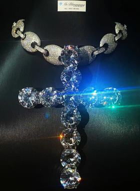 单颗钻近25克拉超大号十字架吊坠