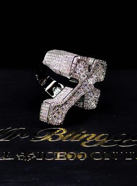 Mr.Bling嘻哈混镶满钻十字架戒指