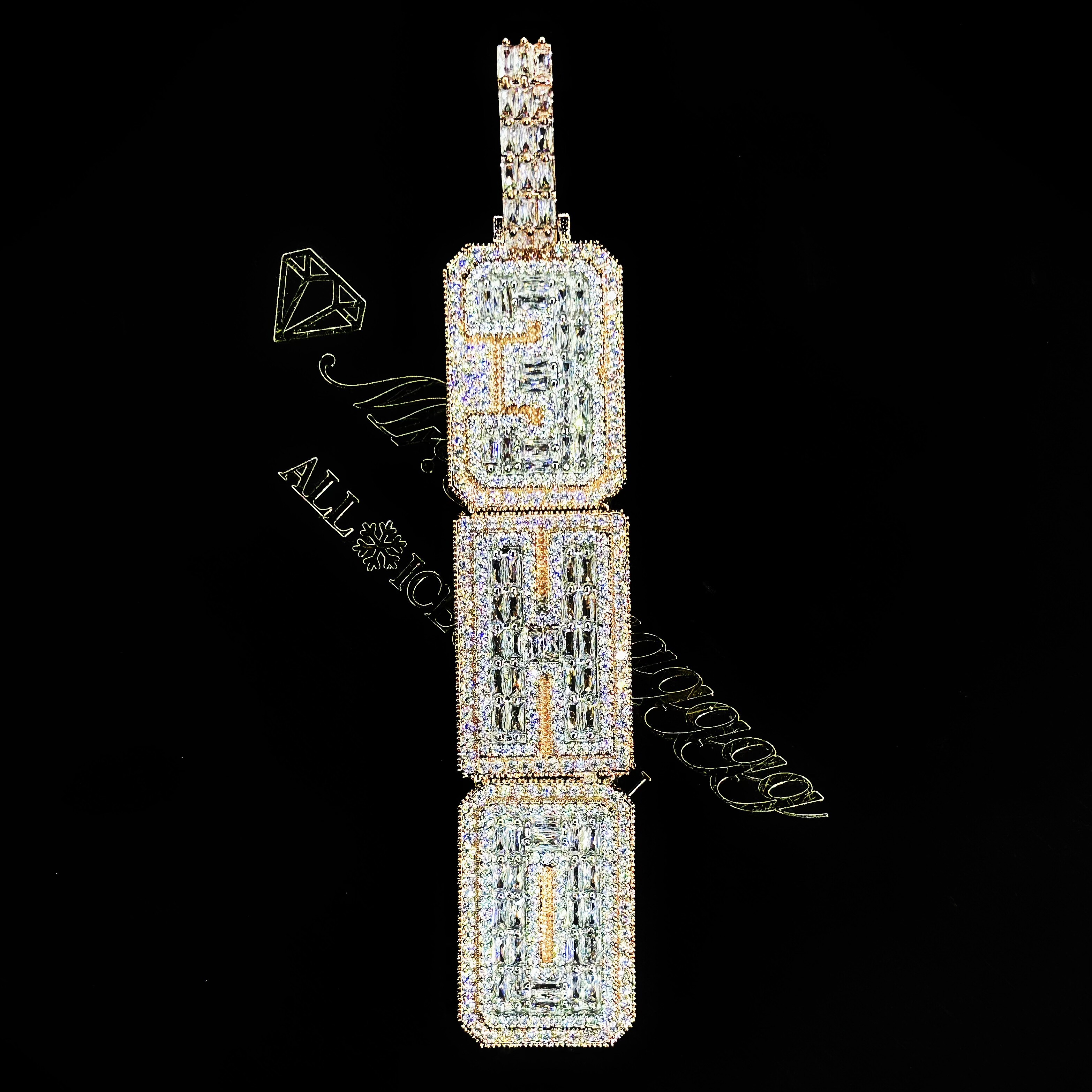 Mr.Blingggggg European and American hip-hop jewelry private customization for: Wang Yitai letter 3HO pendant customization