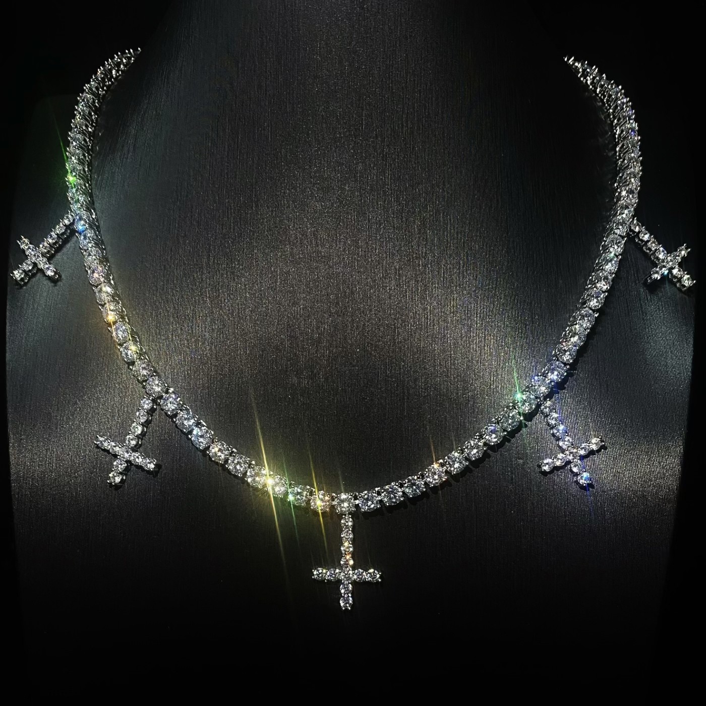 Mr.Blingggggg European and American hip-hop jewelry Lil Uzi Vert's same reverse cross tennis necklace