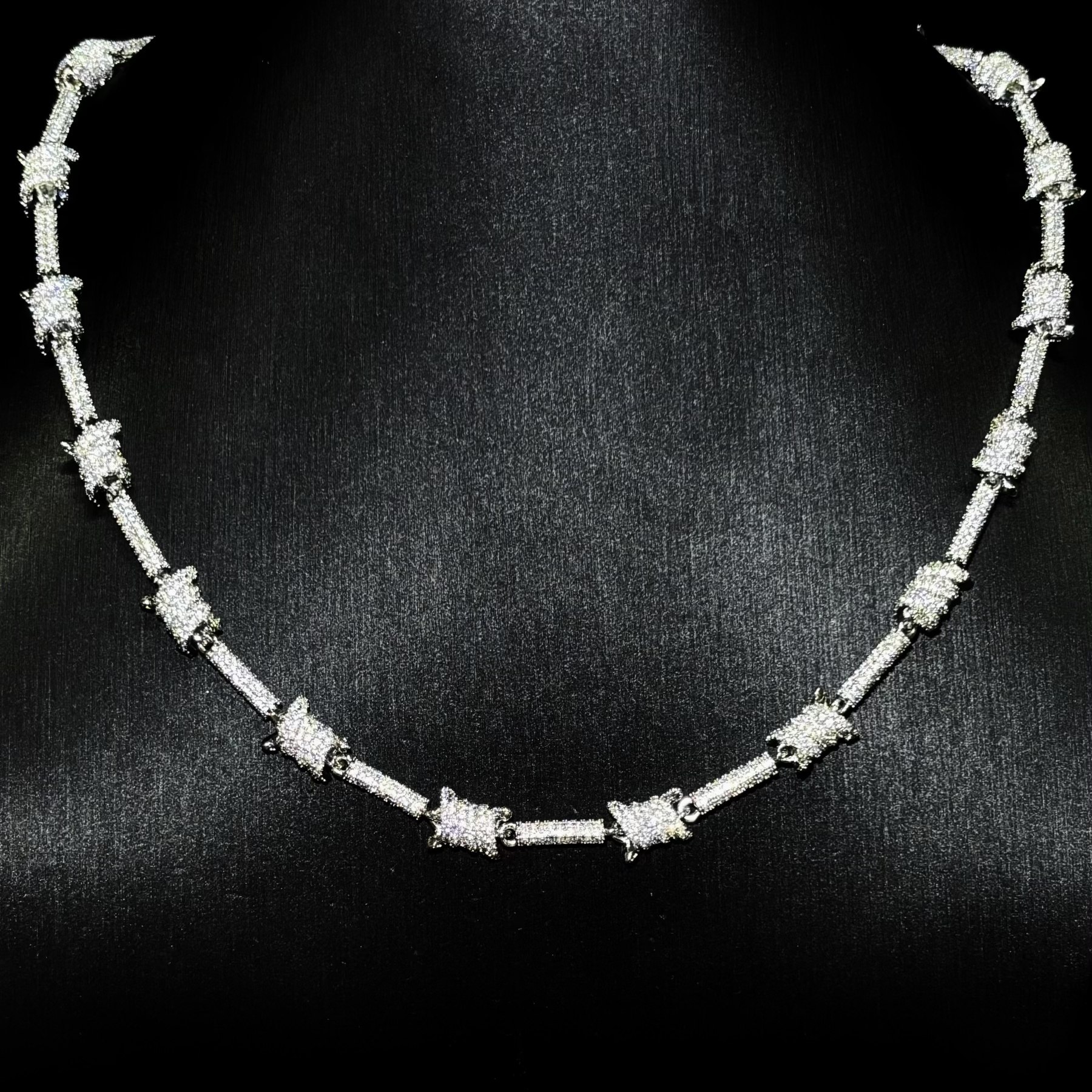 Mr.Blingggggg European and American hip-hop jewelry 3mm full diamond couple style pavé thorn wire Cuban chain