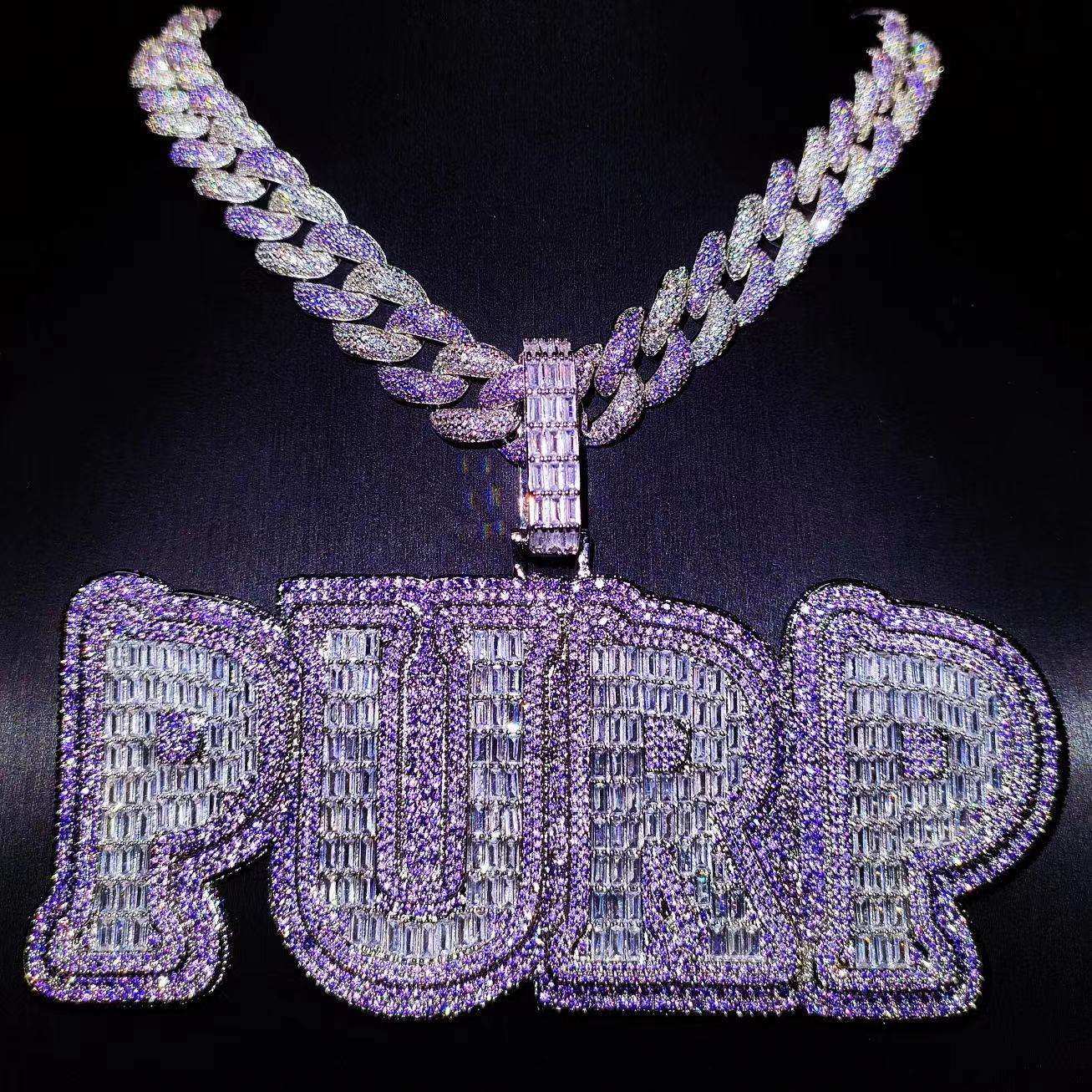 Mr.Blingggggg European and American hip-hop jewelry PURP custom white and purple bubble Cuban chain letter pendant