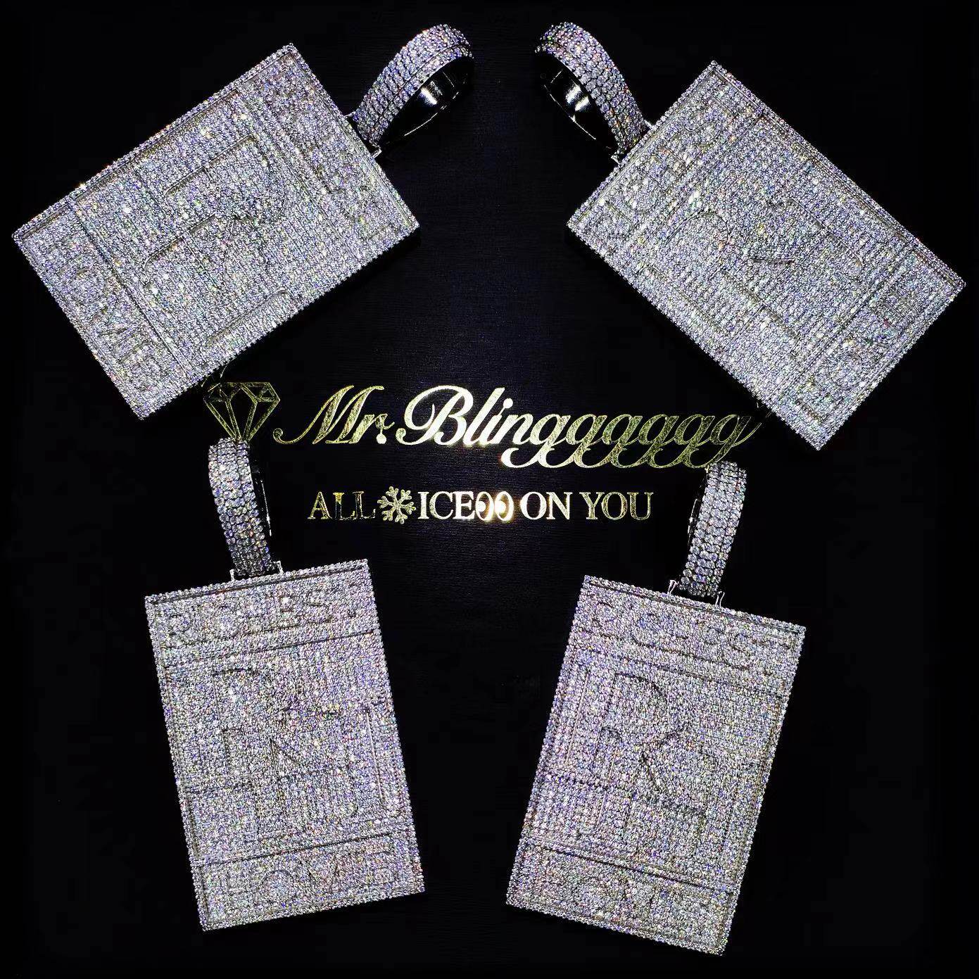Mr.Blingggggg European and American hip-hop jewelry RICHEST HOMIE customized S925 silver moissanite pendant