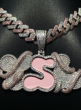 Mr.Bling男女款白粉拼色菱形项链