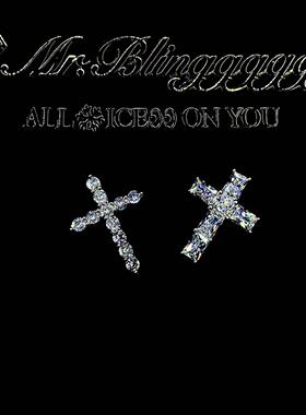 Mr.Bling纯银梯方钻十字架项链