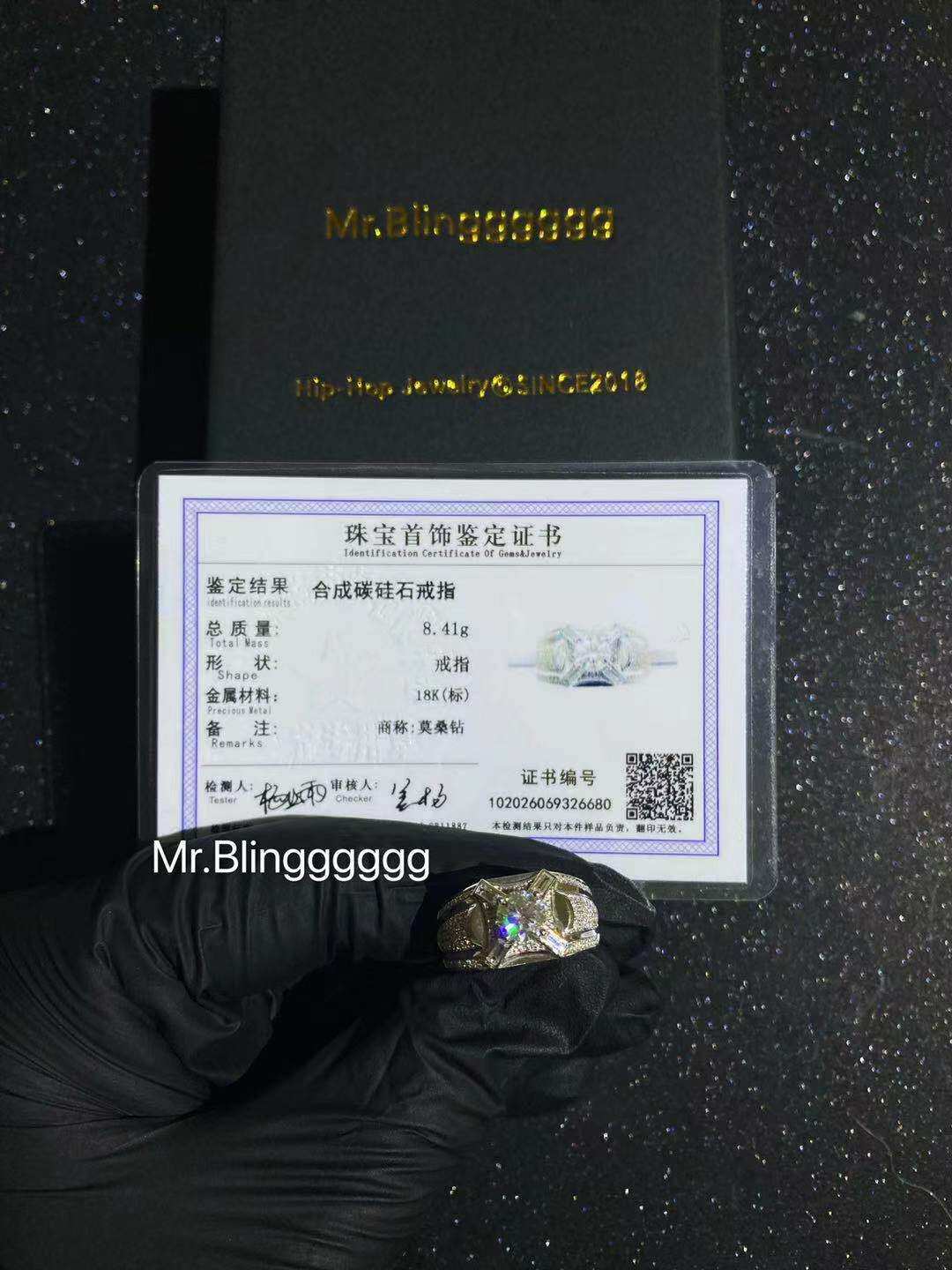 Mr.Blingggggg European and American hip-hop jewelry 18K white gold real gold mosaic diamond custom diamond ring ring