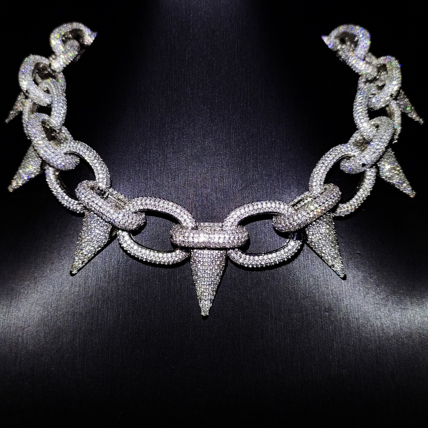 Mr.Blingggggg European and American hip-hop jewelry Lil Uzi Vert's same model full of diamonds and spiked rivets Cuban chain