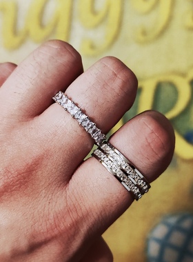 Mr.Bling情侣纯银公主切方钻戒指