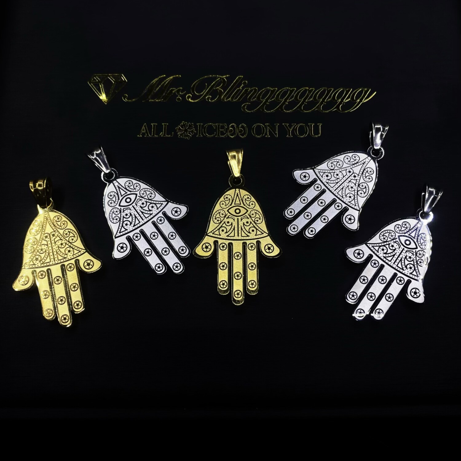 Mr.Blingggggg European and American hip-hop jewelry LeBron James's same style double-sided non-fading Fatima