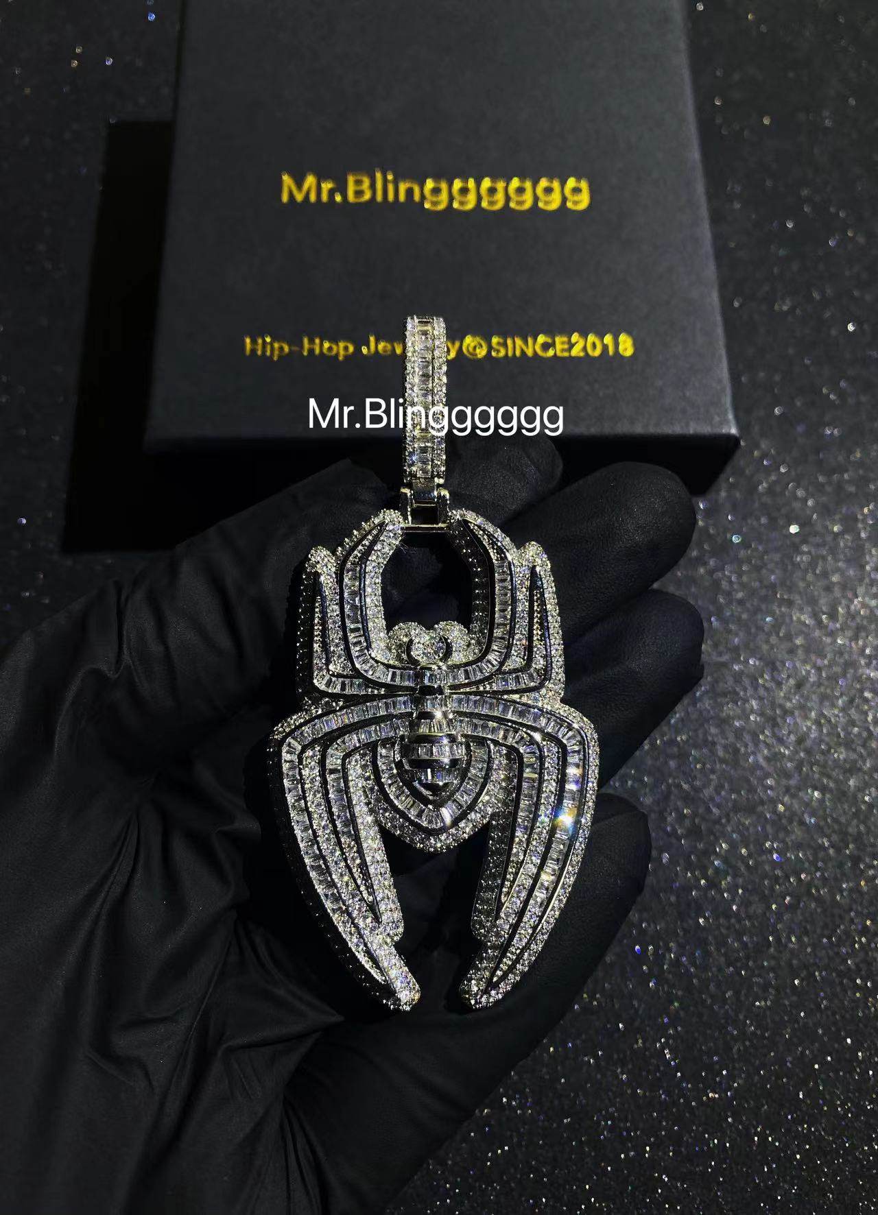 Mr.Blingggggg European and American hip-hop jewelry, full diamond mixed inlaid spider man large pendant