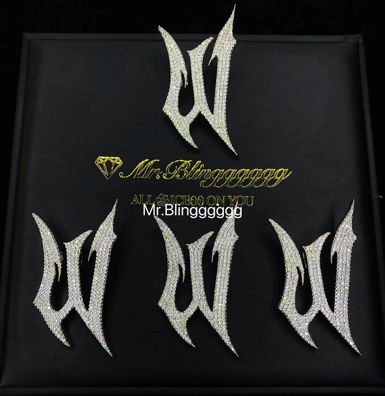 Mr.Blingggggg European and American hip-hop jewelry WAYWALK privately customized logo W letter drill pendant