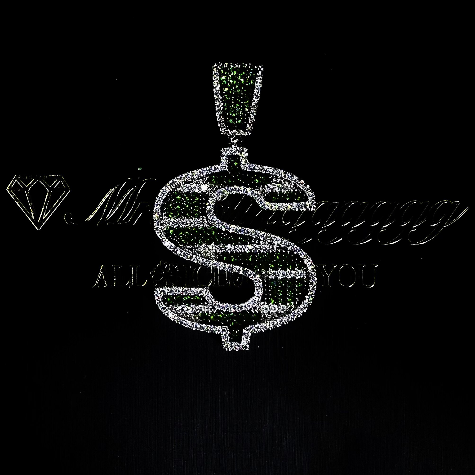 Mr.Blingggggg European and American hip-hop jewelry Nigo same style solid full diamond white green couple dollar pendant