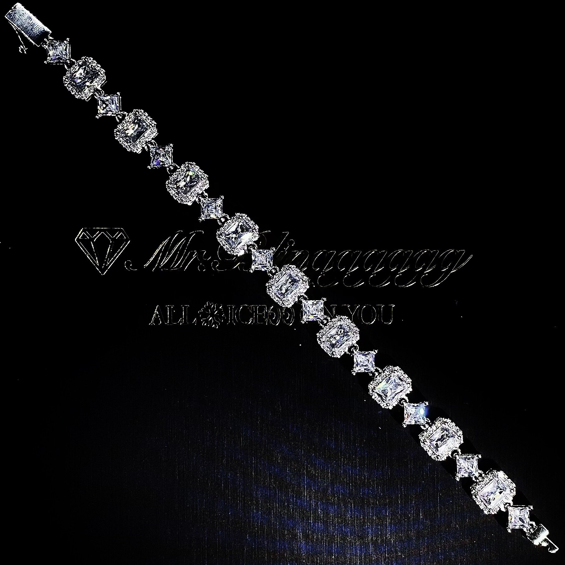 Mr.Blingggggg European and American hip-hop jewelry 10mm full diamond mixed inlaid couple style rock candy block bracelet