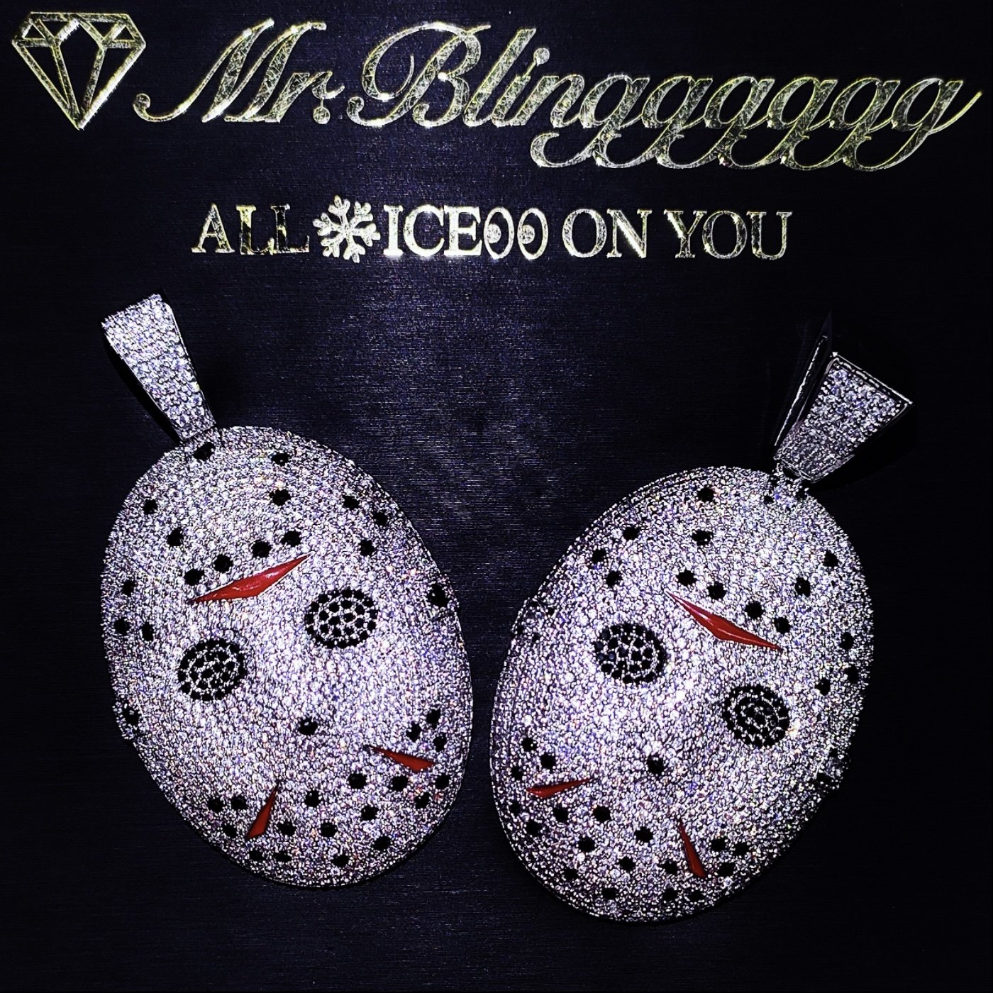 Mr.Blingggggg European and American hip-hop jewelry Black Friday full diamond Jason necklace mask rap pendant