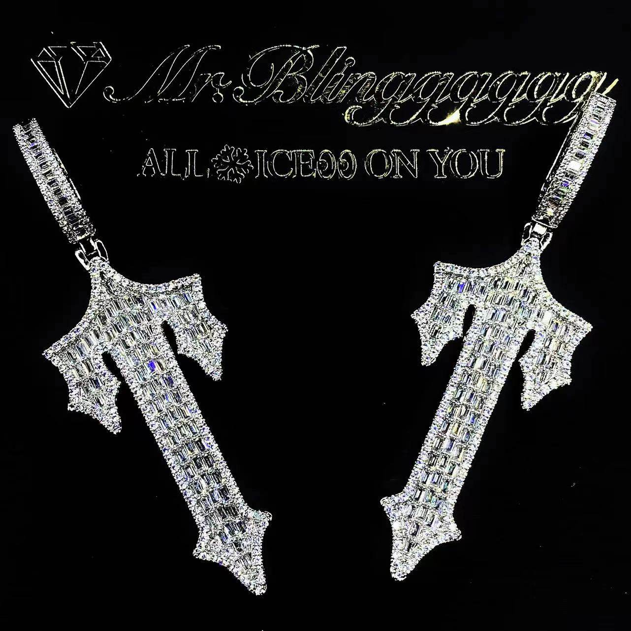 Mr.Blingggggg European and American hip-hop jewelry Cench same style drill mixed inlaid TRAPSTAR pendant