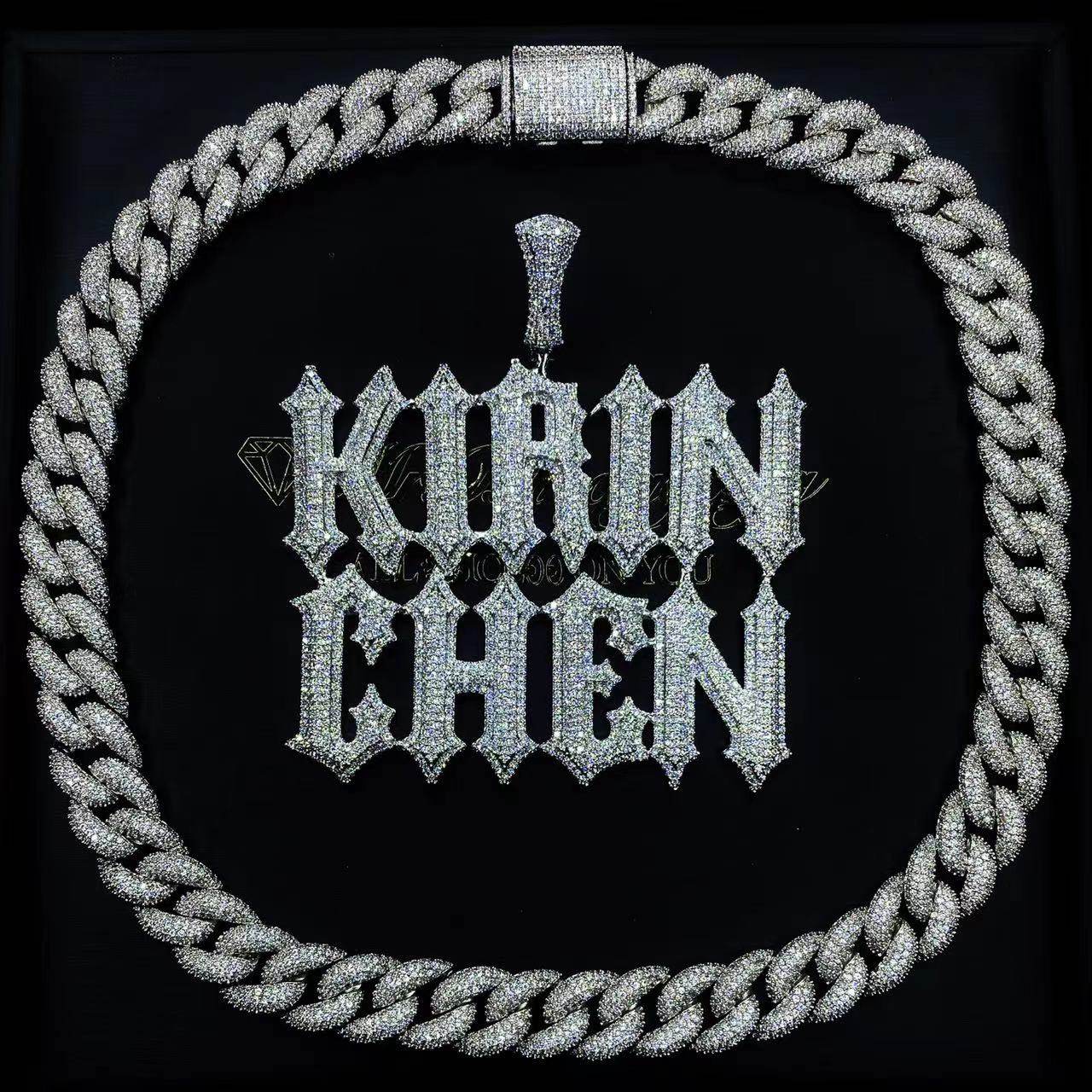 Mr.Blingggggg European and American hip-hop jewelry customizable splicable TRAPSTAR letter solid full diamond pendant