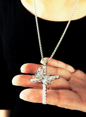 Mr.Bling满钻双面皇冠十字架吊坠