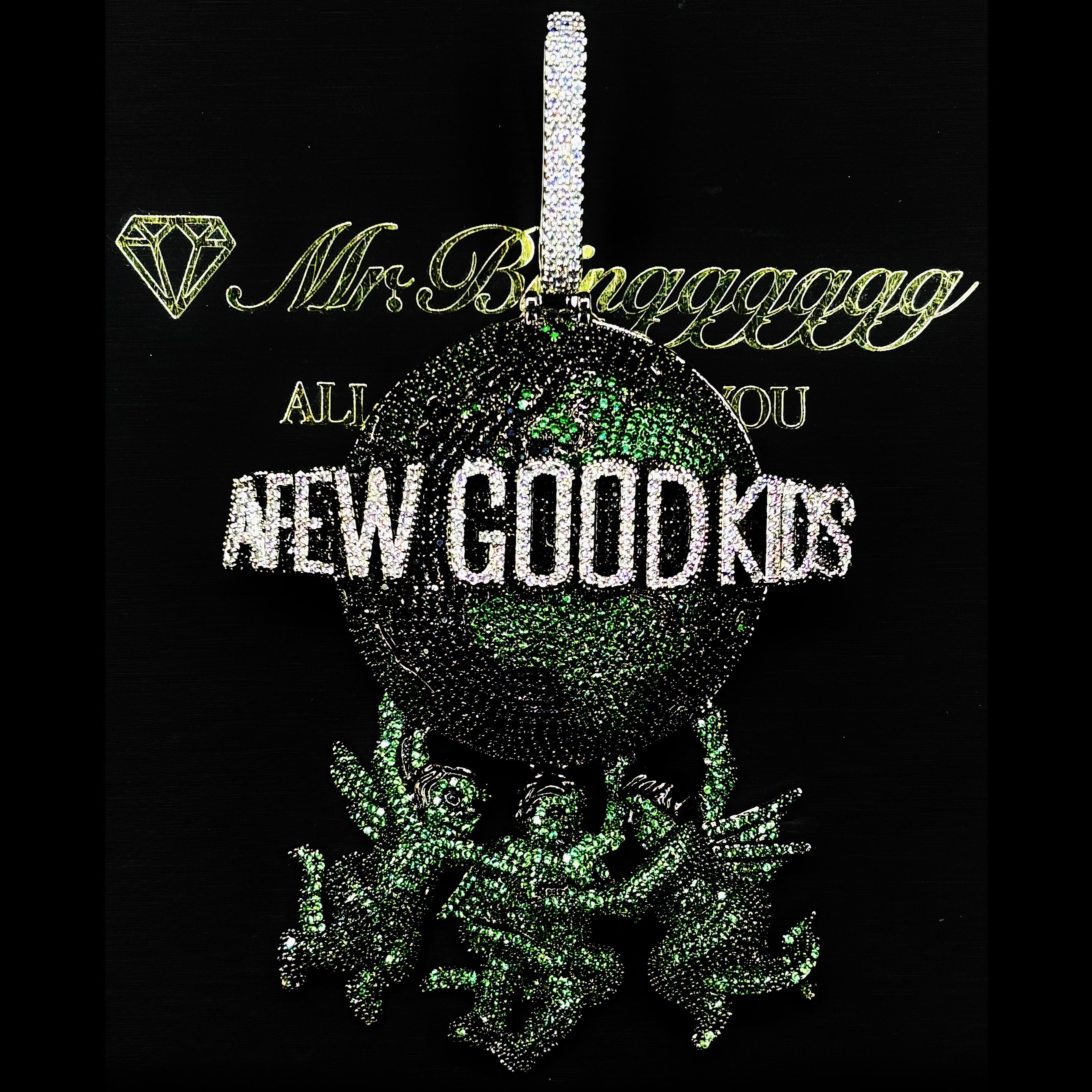 Mr.Blingggggg European and American hip-hop jewelry Ma Siwei's same full diamond AFGK color angel earth pendant