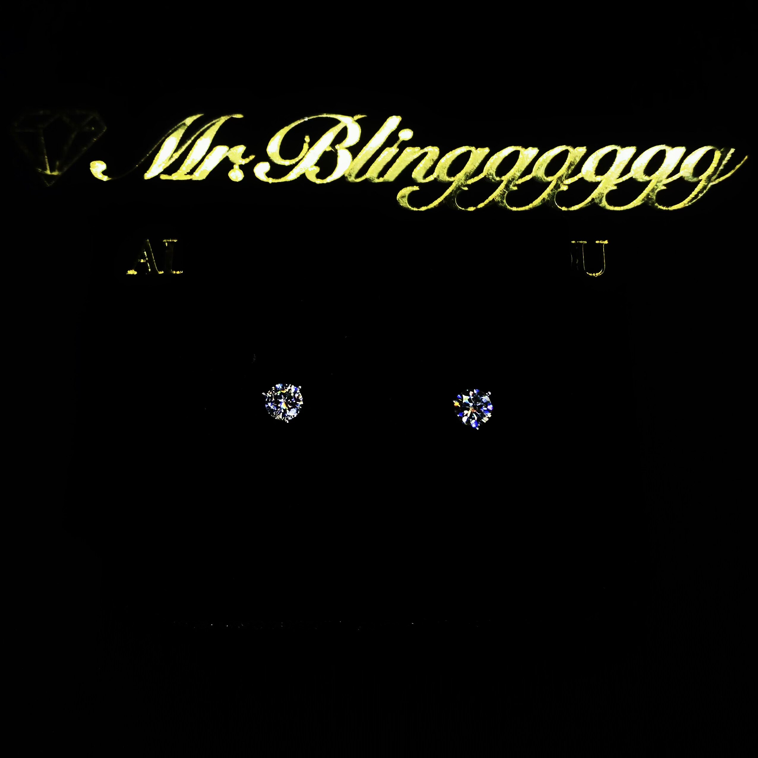 Mr.Blingggggg European and American hip-hop jewelry S925 silver moissanite single diamond super flash couple three-claw earrings