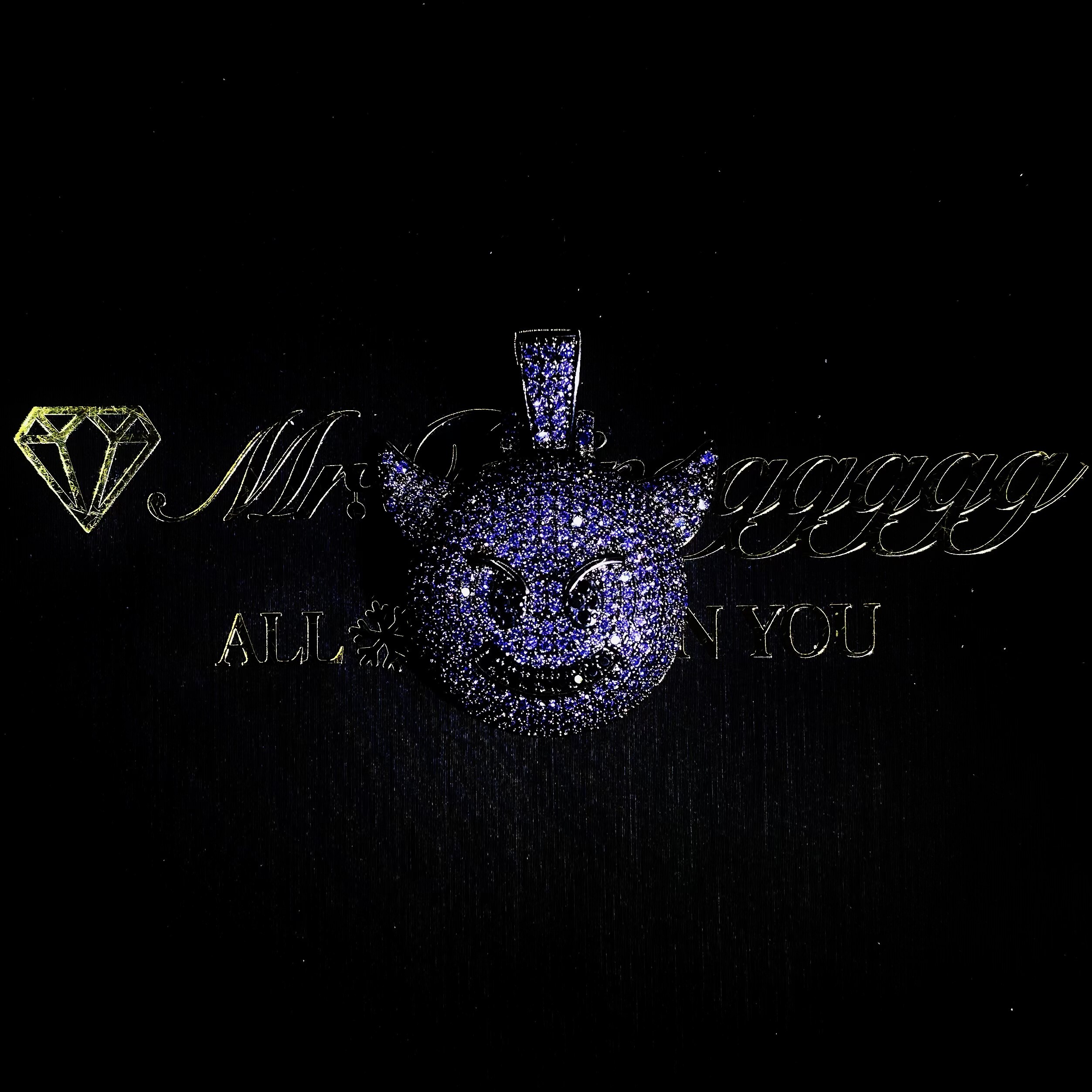 Mr.Blingggggg European and American hip-hop jewelry black and purple emoji little devil expression full diamond couple pendant