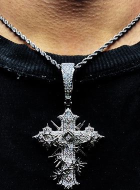 Mr.Bling暗黑尖刺荆棘十字架吊坠