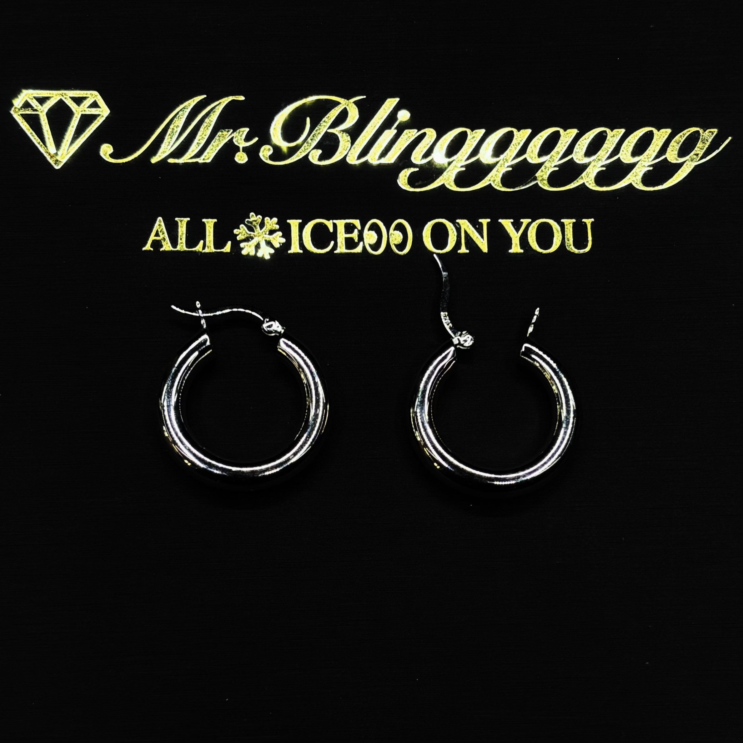 Mr.Blingggggg European and American hip-hop jewelry S925 sterling silver earrings without diamonds wide version large rock style earrings