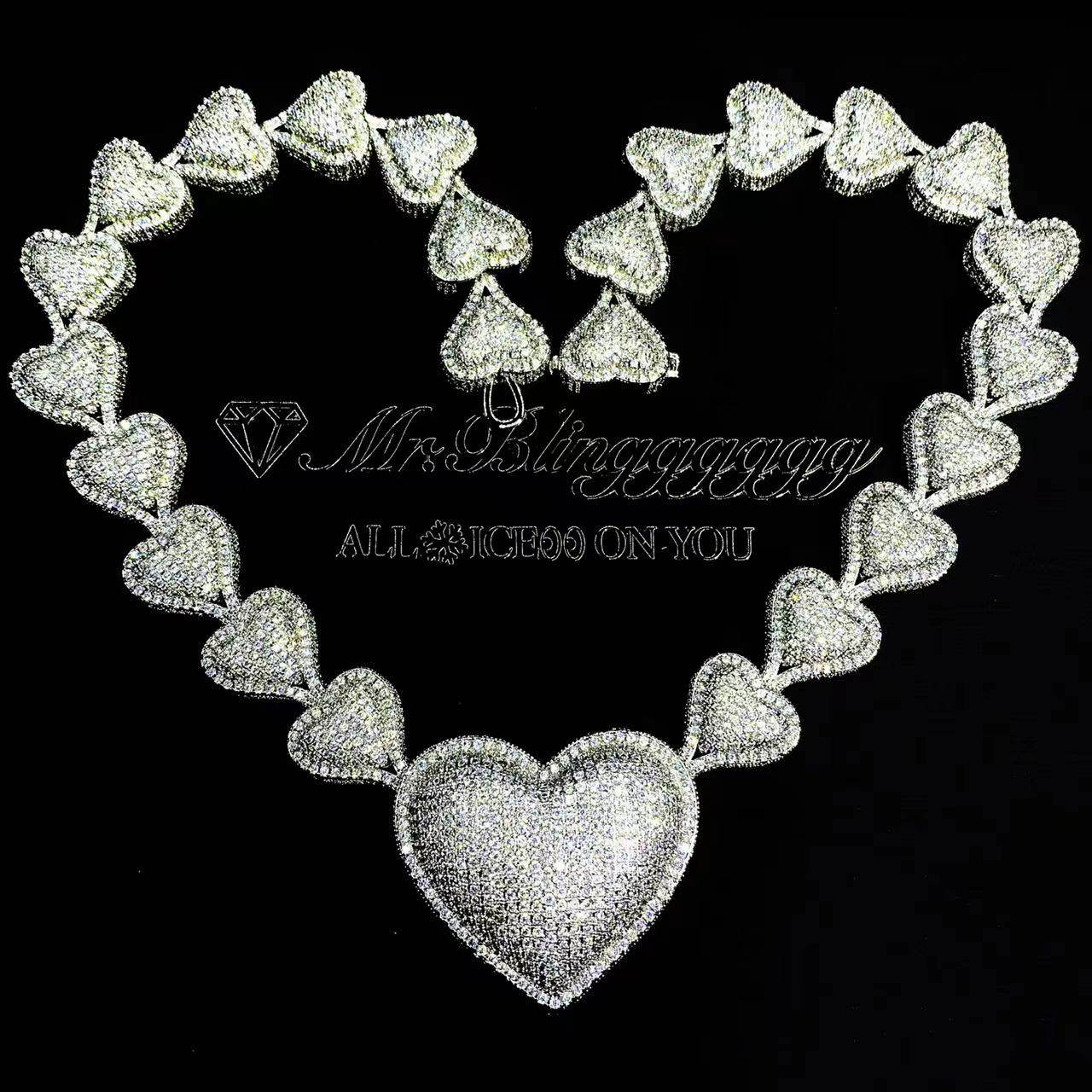 Mr.Blingggggg European and American hip-hop jewelry 16mm full diamond trend densely inlaid couple love Cuban chain