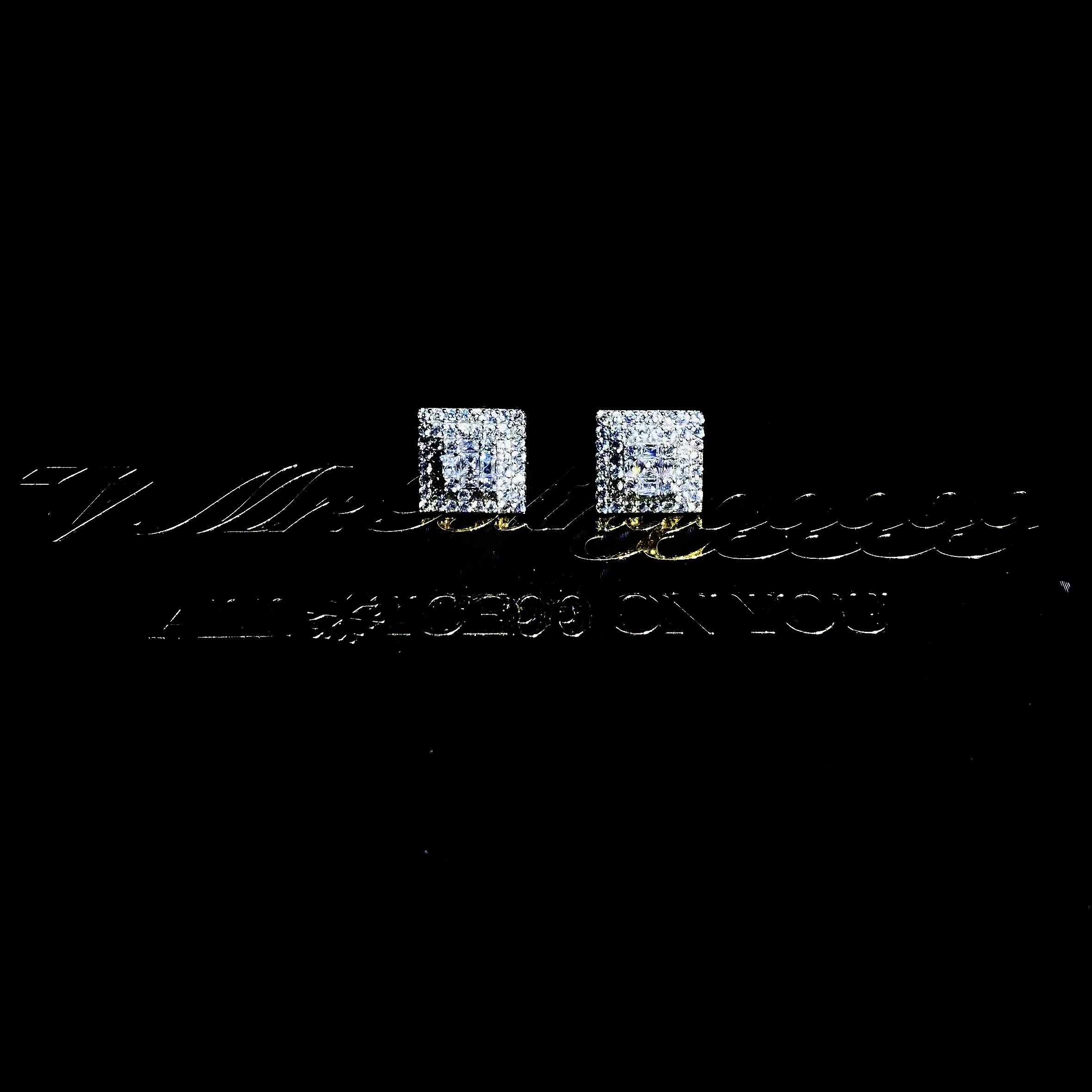 Mr.Blingggggg European and American hip-hop jewelry S925 silver full diamond mixed inlay baguette diamond couple earrings