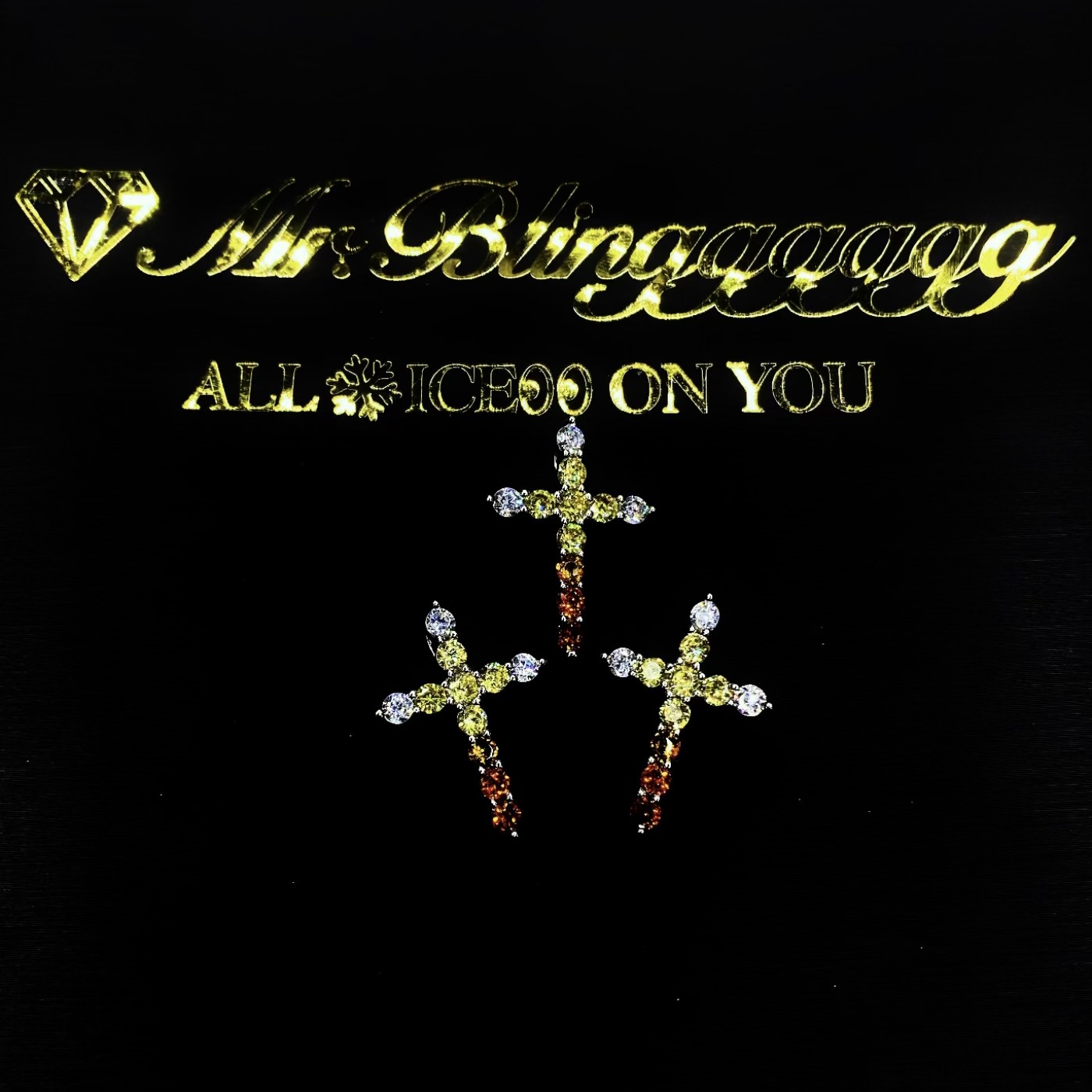 Mr.Blingggggg European and American hip-hop jewelry s925 silver customized rainbow color Ma Siwei same style small cross