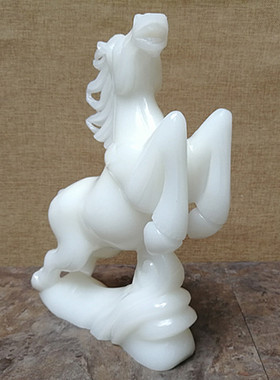 天然玉石白玉马摆件汉生肖马上封侯办公室客厅书房工艺品