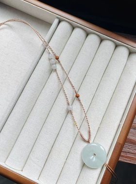 高档翡翠极细项链挂绳平安扣无事牌金锁和田玉醒狮蜜蜡女金吊坠绳