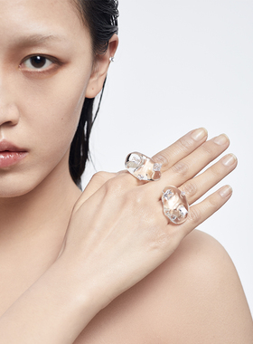 原创设计风手工日本琉璃透明戒指