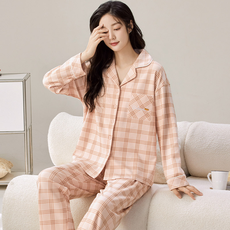 春秋季开衫长袖睡衣套装女士家居服夏冬天条纹大码可外穿韩版格子,淘宝优惠券,粉丝福利购,淘宝优惠卷