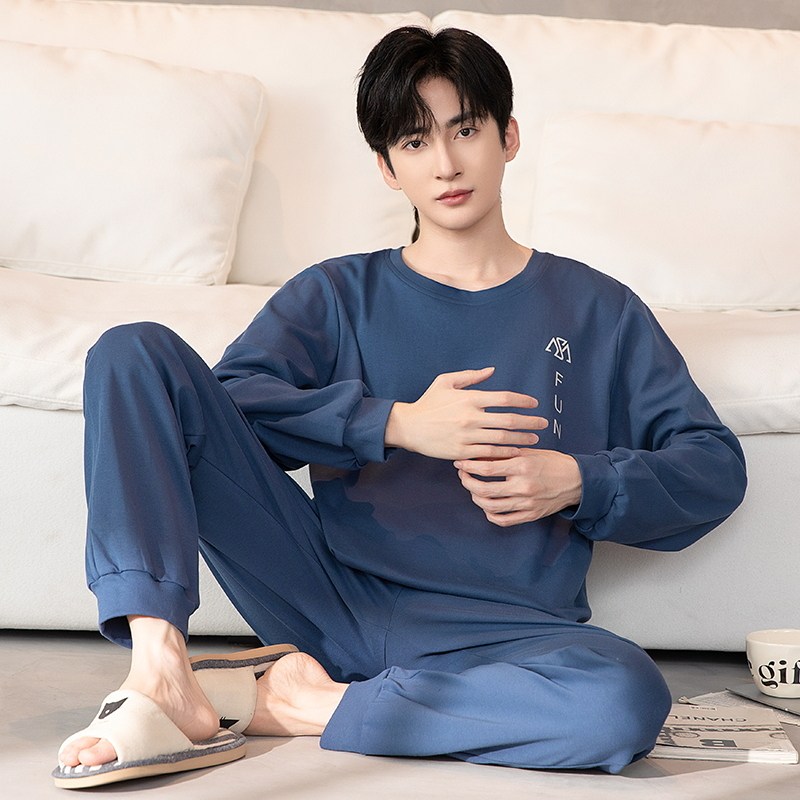 Long Sleeve Men's Pajamas Set Summer and Winter Home Wear