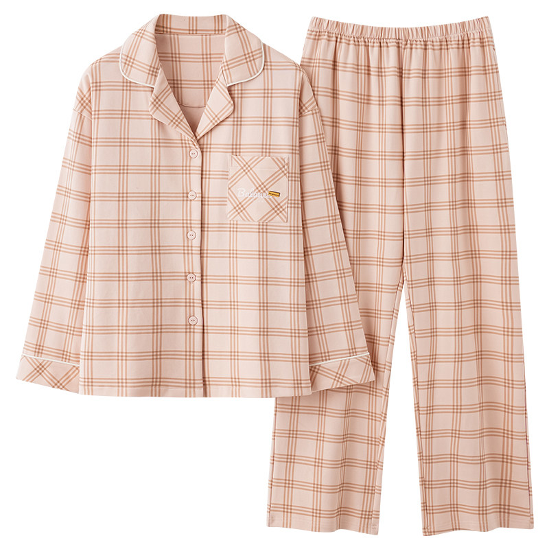 春秋季开衫长袖睡衣套装女士家居服夏冬天条纹大码可外穿韩版格子,淘宝优惠券,粉丝福利购,淘宝优惠卷