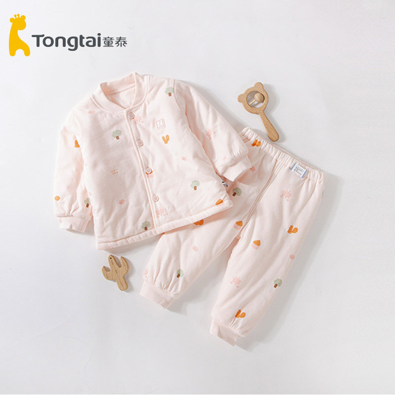 童泰婴幼儿夹棉保暖棉服秋冬新款男女宝宝对开立领薄棉套装1767,淘宝优惠券,粉丝福利购,淘宝优惠卷