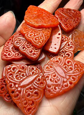 新中式复古镂空如意牡丹吊坠