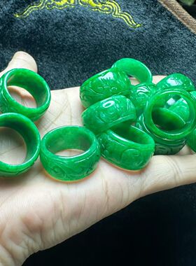 玉阅珠宝干青雕刻轻奢复古指环