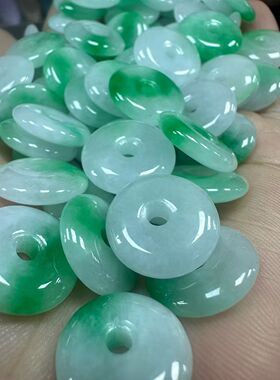 玉阅珠宝石英岩飘花平安扣吊坠